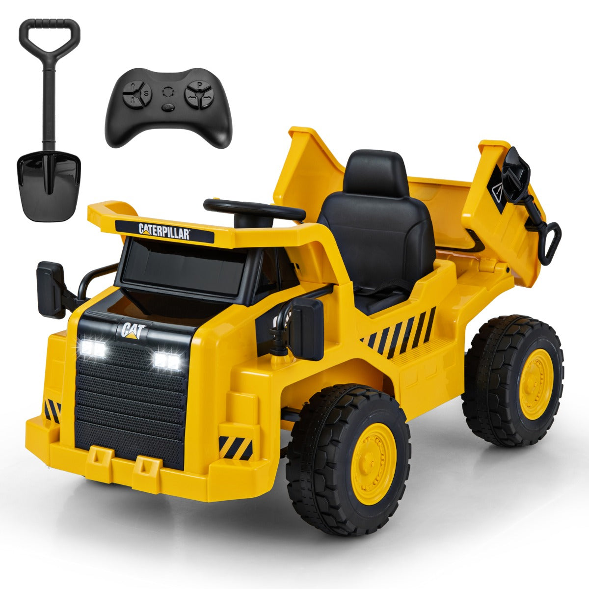 LIVSK Elektrisch Kindervoertuig met Caterpillar-licentie - Afstandsbediening - Kantelbed - Veiligheidsfuncties - Voor 3-6 jaar -