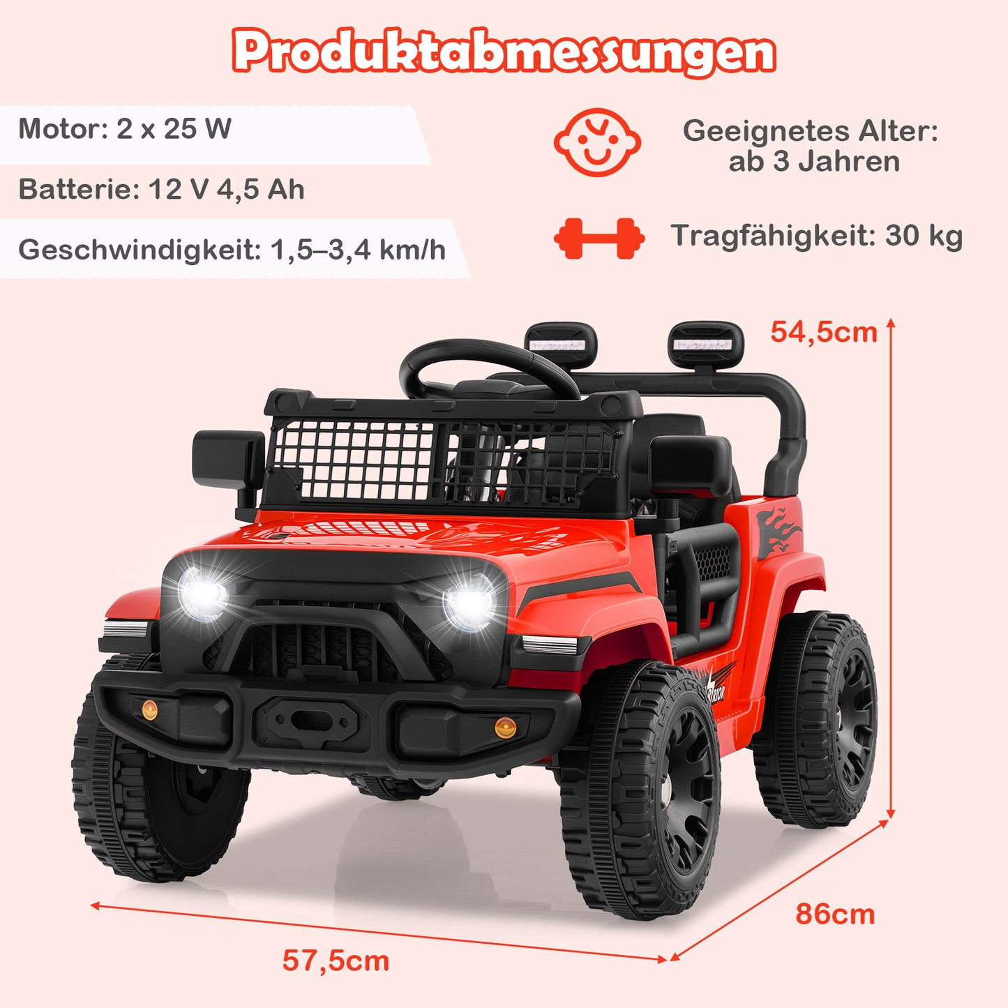 LIVSK 12V Elektroato Elektrische Speelgoedauto - Afstandsbediening - Schokdempers - Veiligheidsgordel - Voor 3+ jaar - Rood
