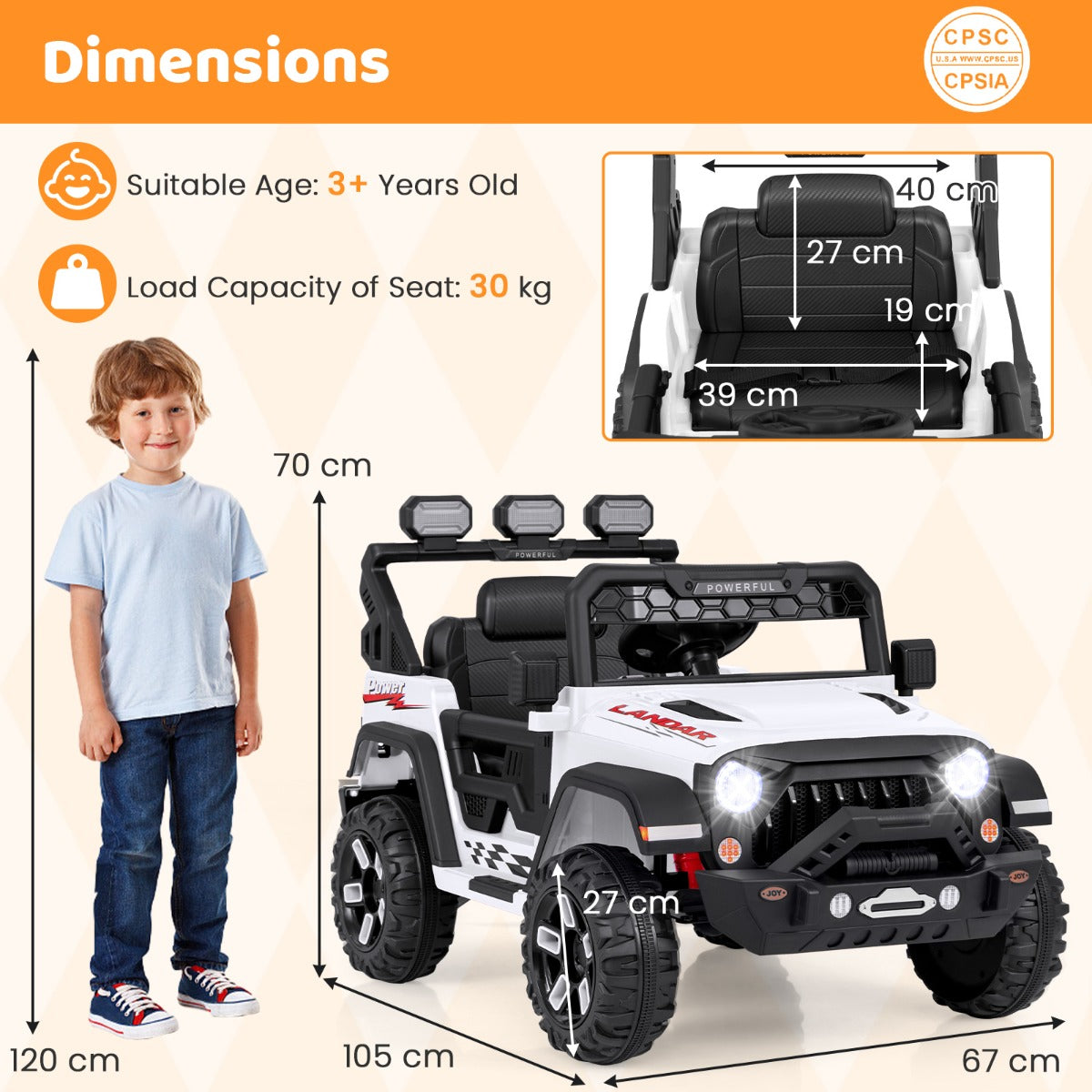 LIVSK Elektrische Kinderauto - 2WD met Afstandsbediening - Multimediafuncties - Geschikt voor 3 jaar en ouder - Wit