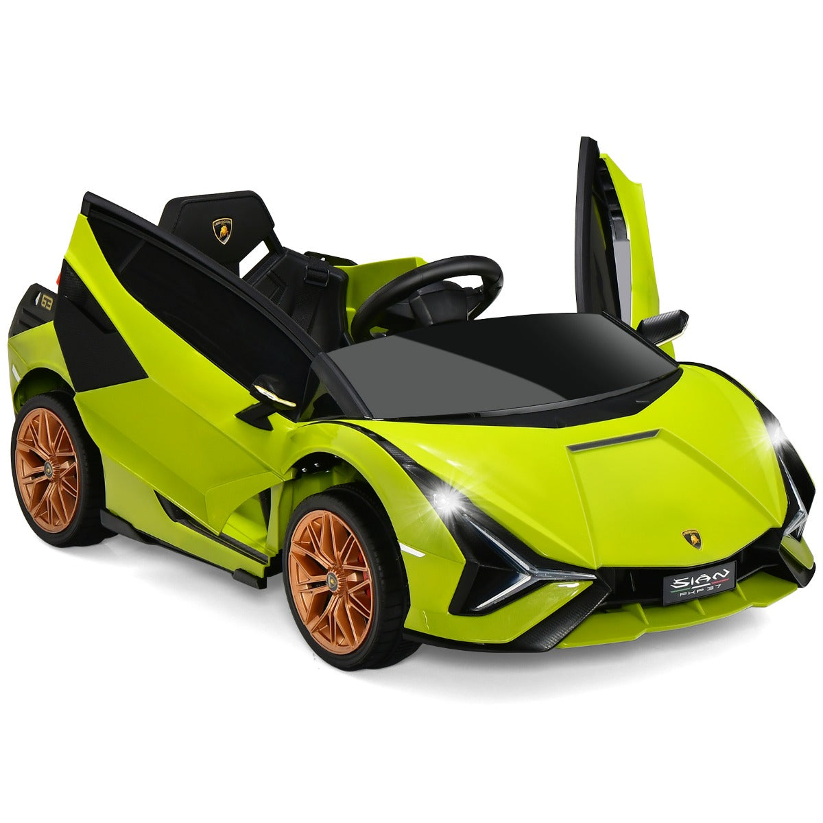 LIVSK Elektrische Kinderauto - Afstandsbediening - LED Koplampen - Muziek en Verhalen - Tot 25 kg - 108 x 64 x 41 cm - Groen