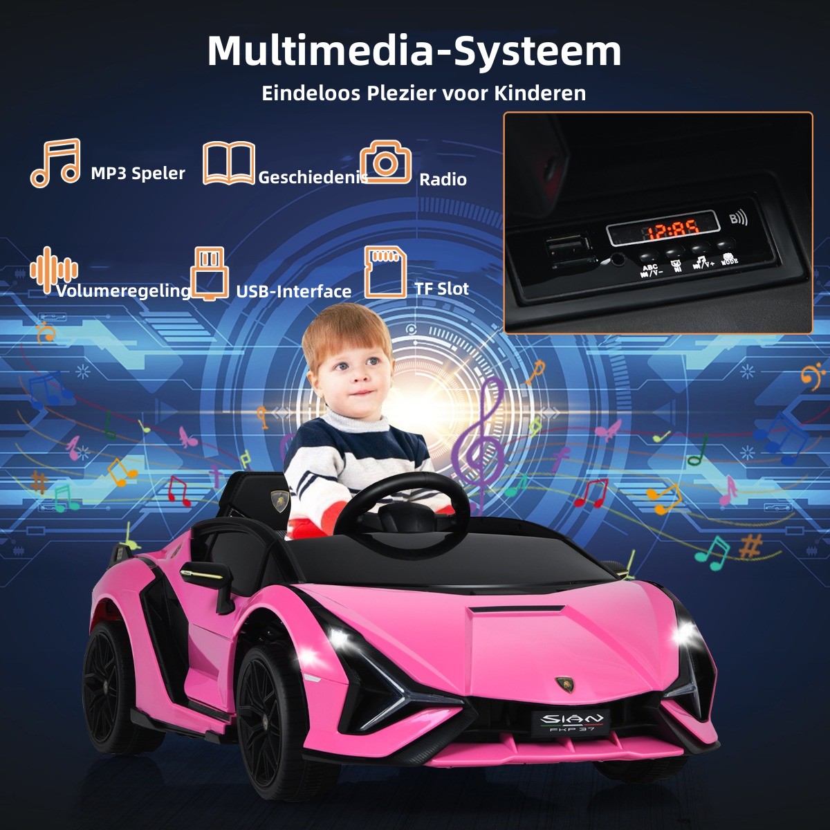 LIVSK Elektrische Kinderauto - Afstandsbediening - LED Koplampen - Veiligheidsgordel - Voor 3-8 jaar - Roze
