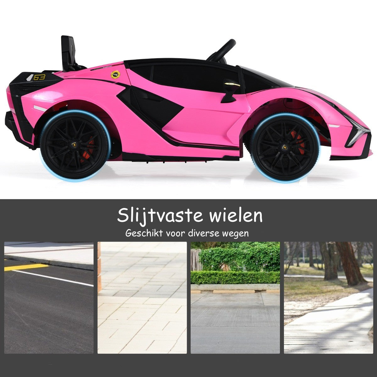 LIVSK Elektrische Kinderauto - Afstandsbediening - LED Koplampen - Veiligheidsgordel - Voor 3-8 jaar - Roze