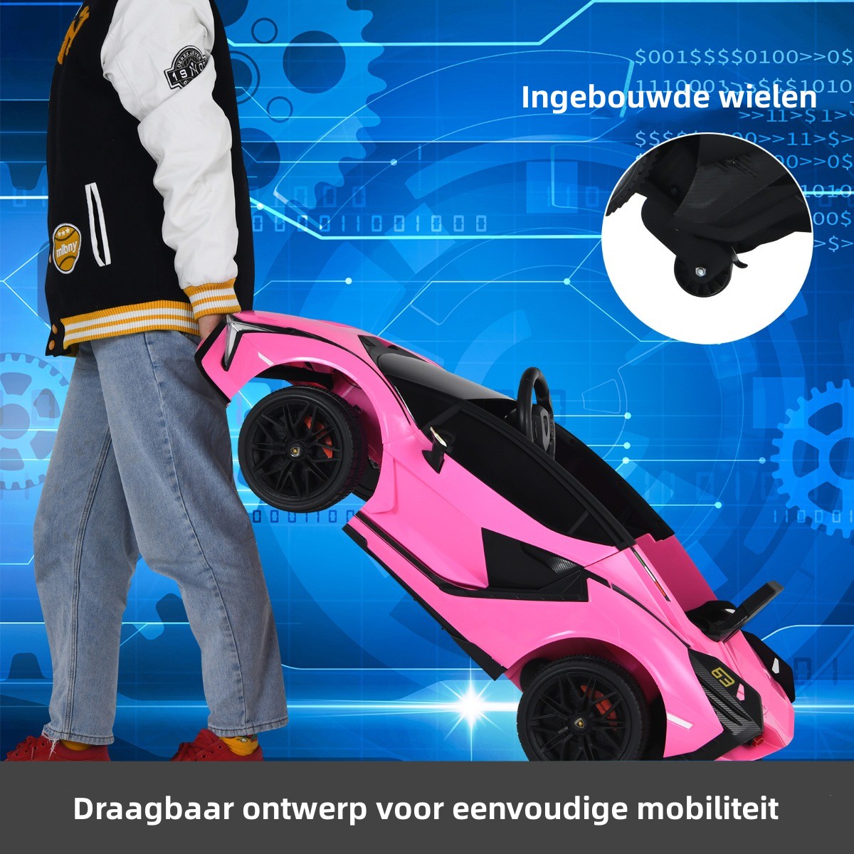 LIVSK Elektrische Kinderauto - Afstandsbediening - LED Koplampen - Veiligheidsgordel - Voor 3-8 jaar - Roze