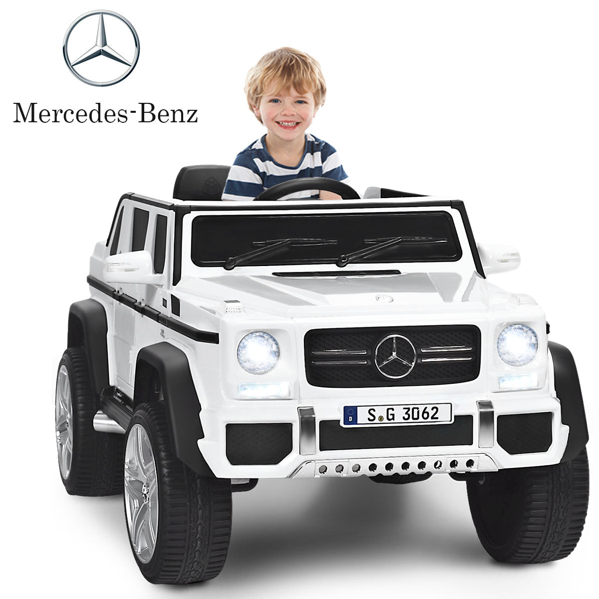 LIVSK Kinderauto met Afstandsbediening - Veiligheidsgordel - Zachte Start - Muziek - Voor Kinderen 3-8 Jaar - Wit