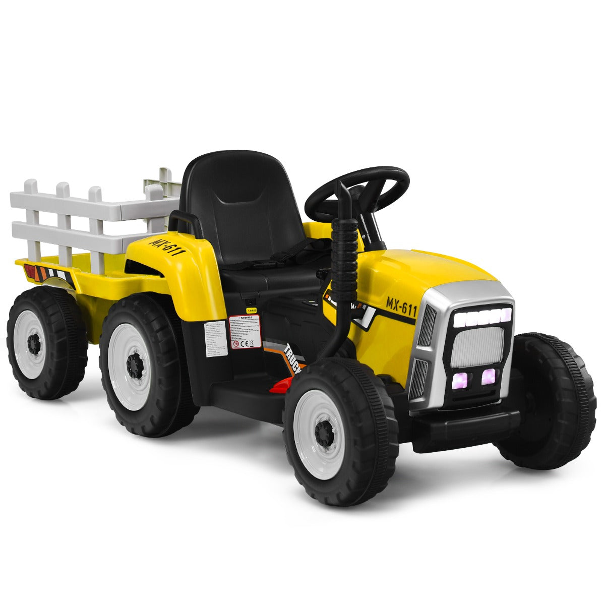LIVSK Elektrische Rijden op Tractor met Aanhanger - Afstandsbediening - Veiligheidsgordel - LED Verlichting - Geschikt voor 3+