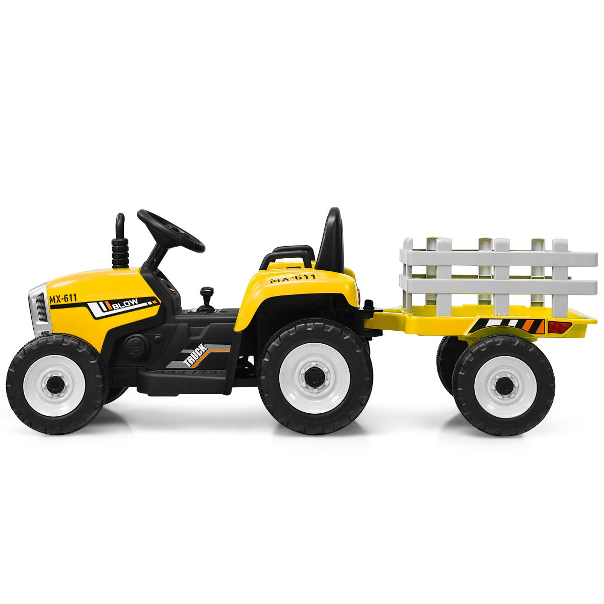 LIVSK Elektrische Rijden op Tractor met Aanhanger - Afstandsbediening - Veiligheidsgordel - LED Verlichting - Geschikt voor 3+