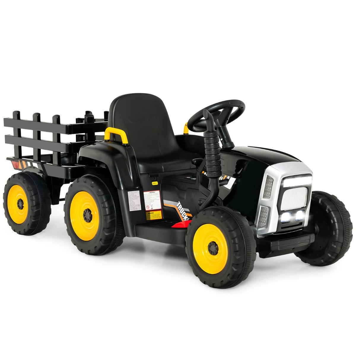LIVSK Elektrische Trekker met Aanhanger - Afstandsbediening - Bluetooth - Veiligheidsgordel - Voor Kinderen 3+ - Zwart
