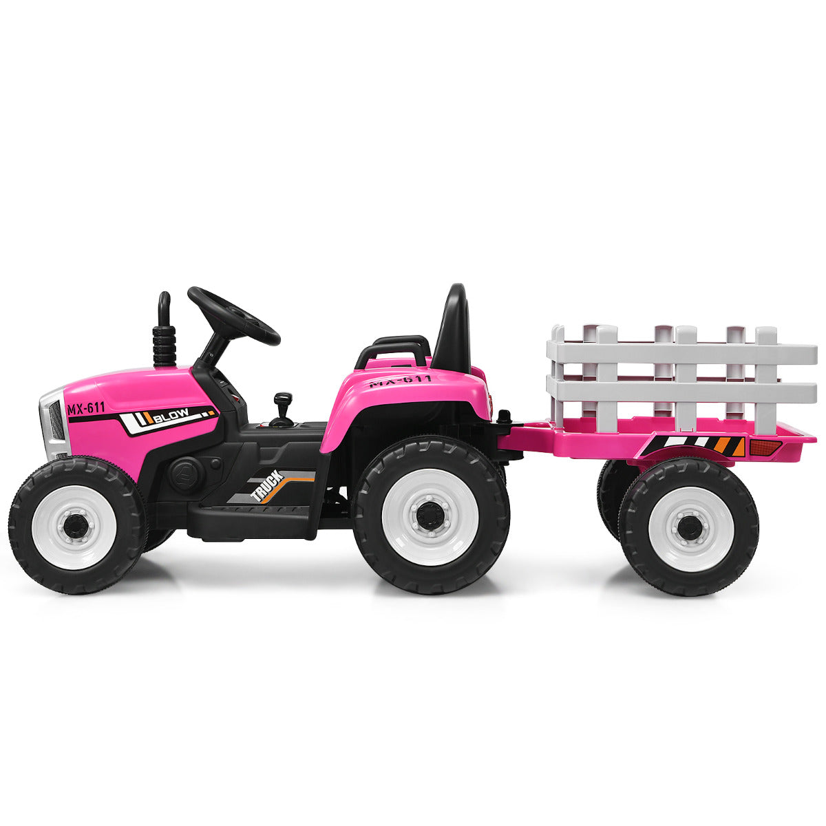 LIVSK Elektrische Tractor met Aanhanger - Afstandsbediening - Veilig Rijden - Ingebouwde Muziek - Voor Kinderen 3+ - Roze