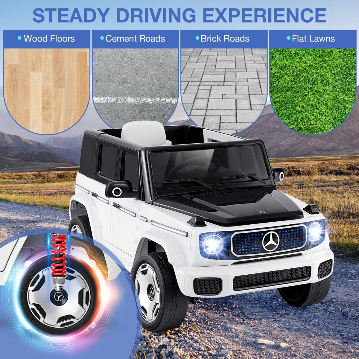 LIVSK Elektrische Kinderauto Mercedes-Benz 12V - Afstandsbediening - LED Verlichting - Veiligheidsgordel - Voor 36-96 maanden -