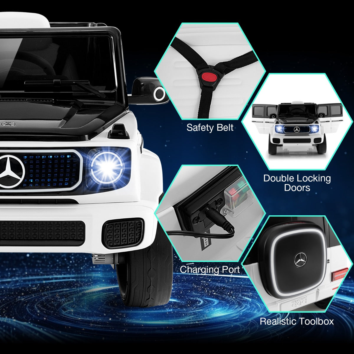 LIVSK Elektrische Kinderauto Mercedes-Benz 12V - Afstandsbediening - LED Verlichting - Veiligheidsgordel - Voor 36-96 maanden -