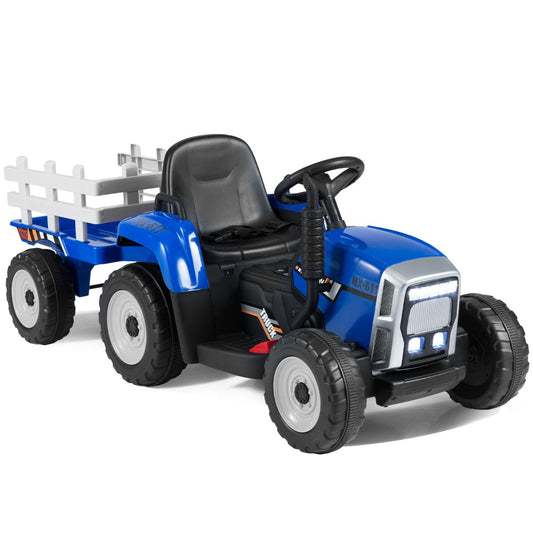 LIVSK Elektrische Zit-Tractor met Aanhanger - 2 Bedieningsmogelijkheden - Veilig en Duurzaam - 12V - Voor Kinderen - Blauw