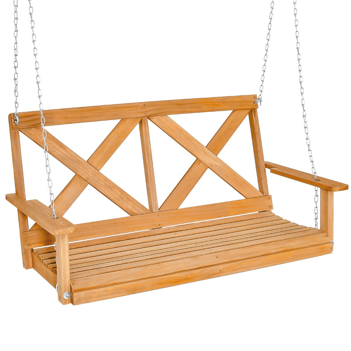 LIVSK Portiekschommel voor 2 Personen - Duurzaam Grenenhout - Waterbestendig - 240 kg - Ergonomisch Design - Natuurlijk