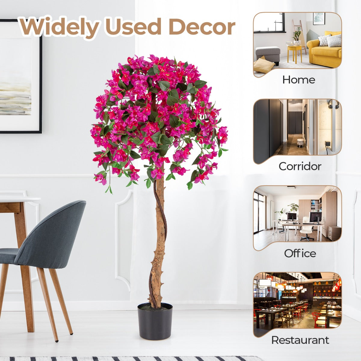 LIVSK Kunstmatige Azaleaboom - 288 Bladeren - 576 Bloemen - Natuurlijke Houten Stam - Hypoallergeen - 135 cm - Rood