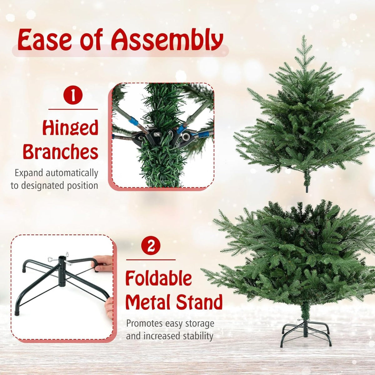 LIVSK Kunstkerstboom - 442 Dichte Takken - 160 LED Lampjes - Vlamvertragend & Geurloos - 135 cm Hoog - Groen