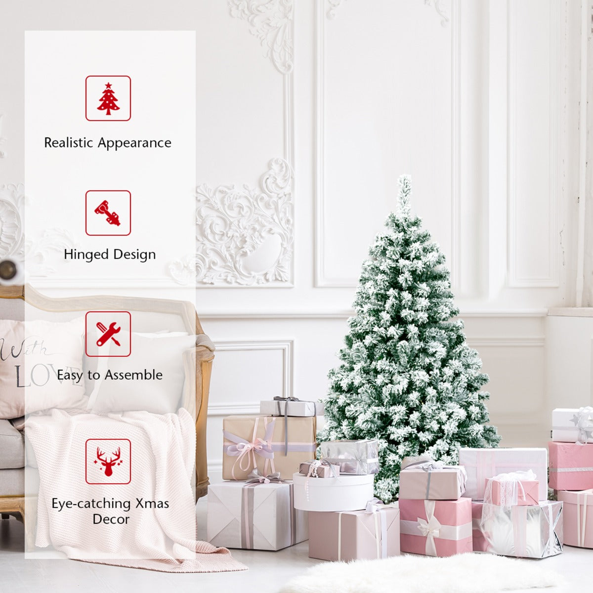 LIVSK Verlichte Kunstkerstboom - 400 Takken - 200 Warme LED-Lampjes - Inklapbaar met Standaard - 135 cm - Groen