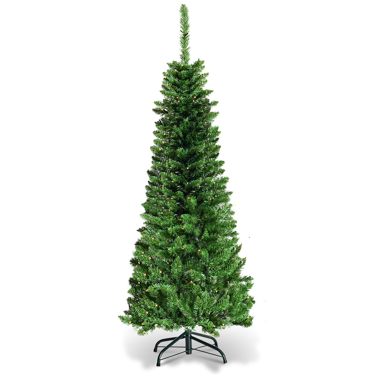 LIVSK Kunstkerstboom 135 cm - 150 Warmwitte LED-lampjes - Realistische PVC-naalden - Stevige metalen standaard - Groen