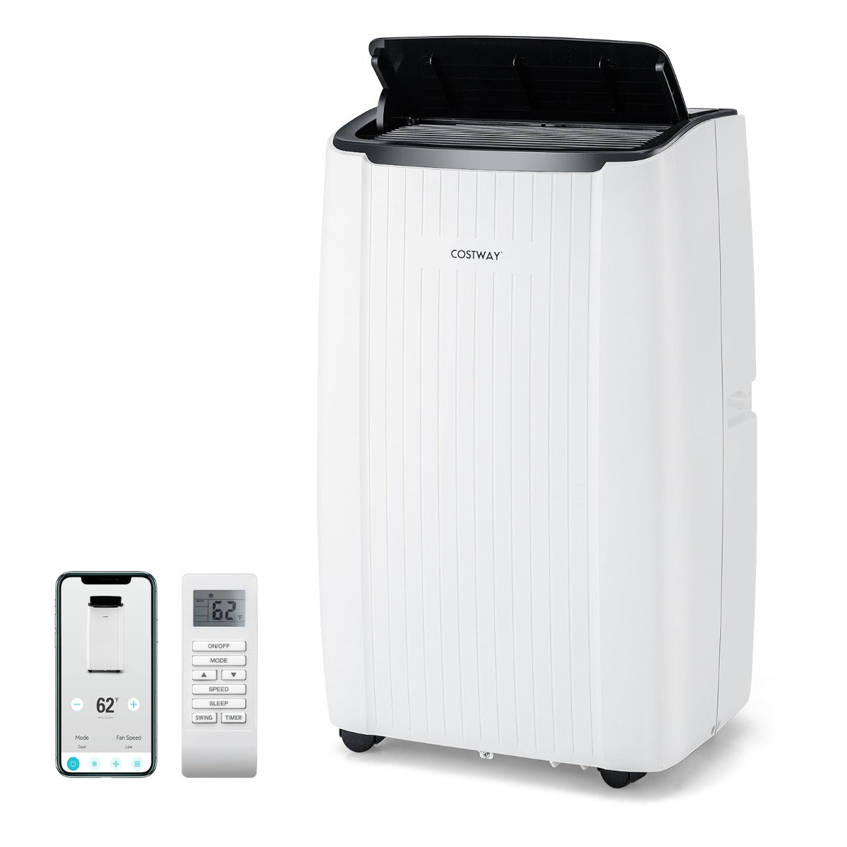 LIVSK Draagbare Airconditioner 14000 BTU - 4-in-1 met Verwarming, Ventilator en Ontvochtiger - 24-Uurs Timer - Wit