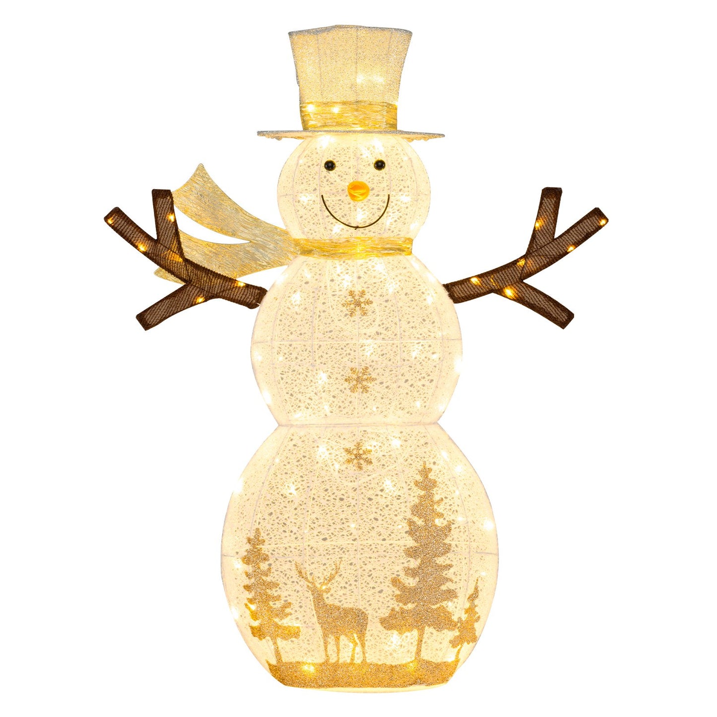 LIVSK Verlichte Sneeuwman Kerstdecoratie - 100 Warmwitte LED-lampen - Weerbestendig - 141 x 32 x 109 cm - Wit
