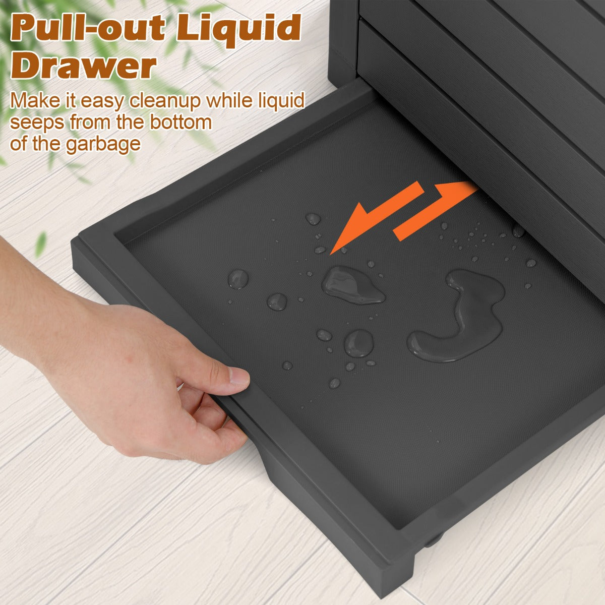 LIVSK Vuilnisemmer 141L met Vloeistofhouder - Dubbele Dekselsluiting - Duurzaam Harsmateriaal - Zwart