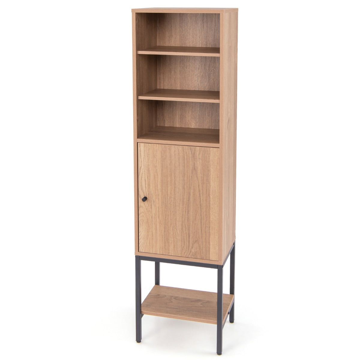 LIVSK Opbergkast - Hoogte 146 cm - Verstelbare Planken - Aanrechtblad - Kast met Deur - Voor Thuis of Kantoor - Natuur