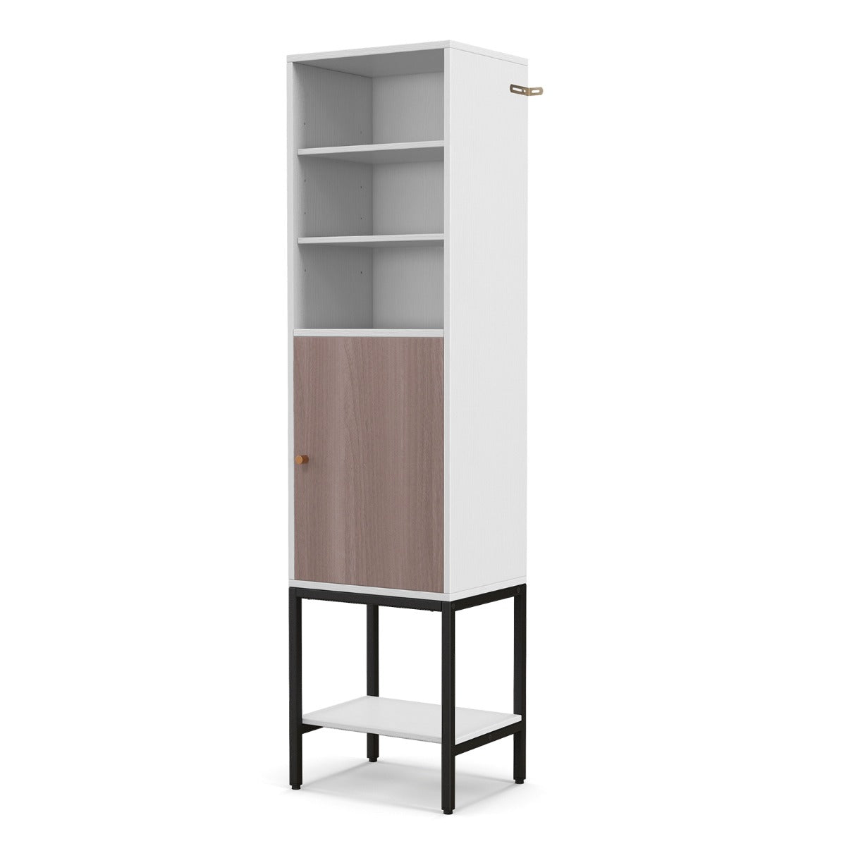 LIVSK Opbergkast - Verstelbare Planken - Slank Ontwerp met Deur - Maximaal 75 kg - 38 x 30 x 146 cm - Wit