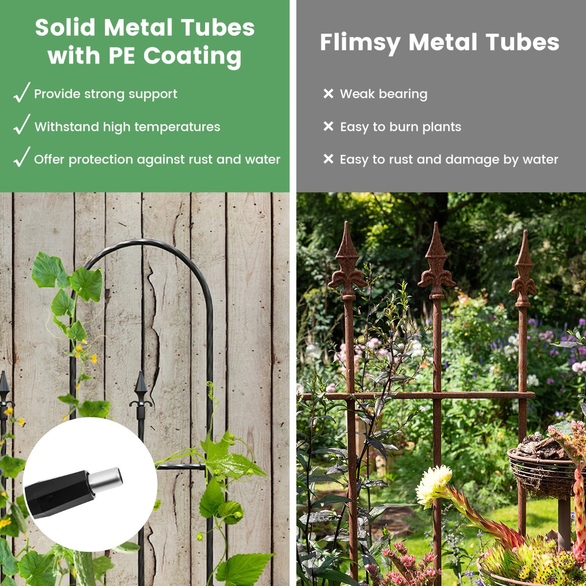 LIVSK Tuin-Spalier voor Klimplanten - Roestvrij Metalen Frame met PE-Coating - 146 x 186 cm - Stabiele Installatie - Zwart