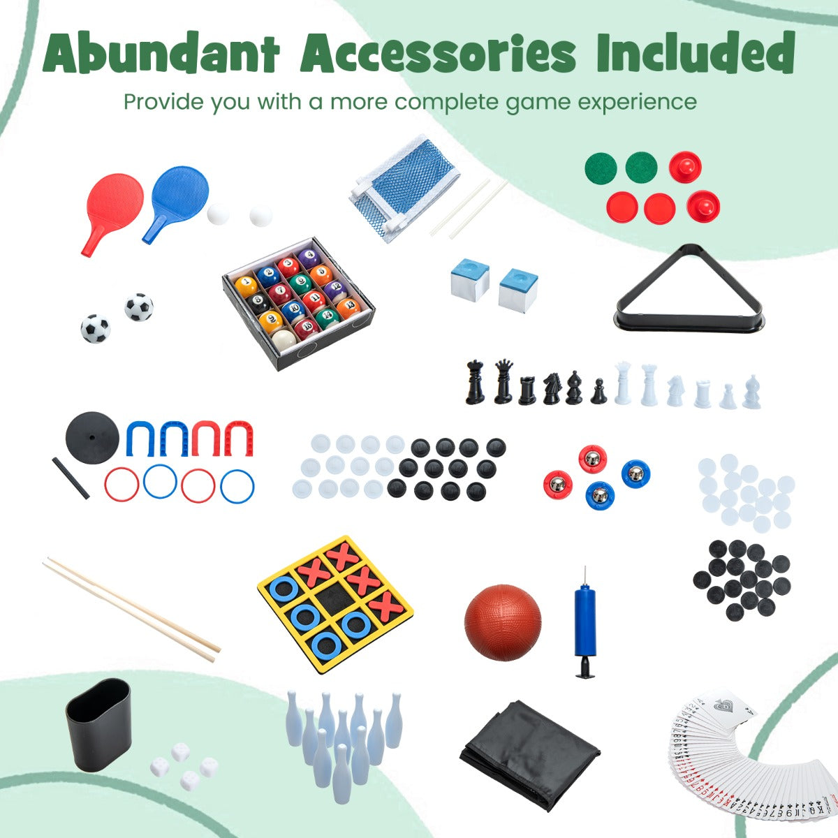 LIVSK 15-in-1 Speeltafelset - Tafelvoetbal, Basketbal, Biljart en meer - Duurzaam met Stabiele Poten - Meerkleurig