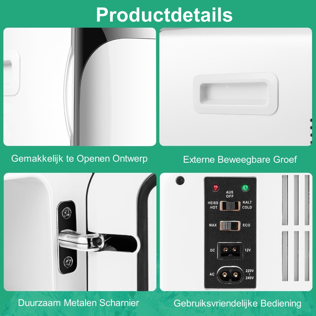 LIVSK Thermo-elektrische Koeler en Warmer - 15L Capaciteit - Lichtgewicht en Stil - AC/DC Adapter - Voor Voedsel en Cosmetica -