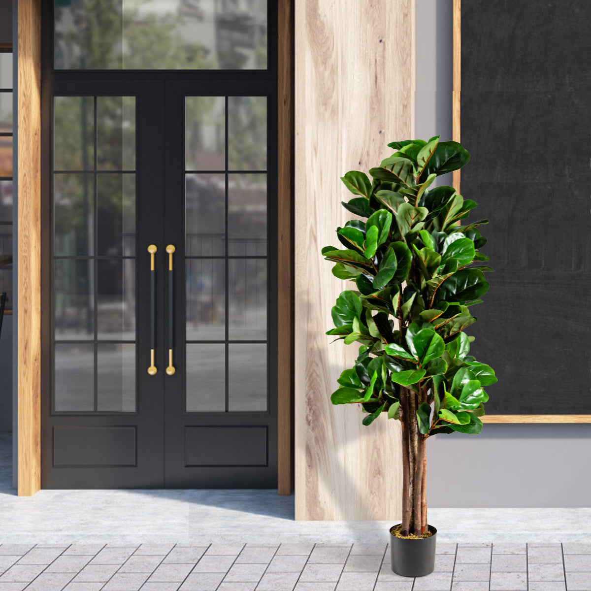 LIVSK Kunstviool Vijgenboom - Realistisch Ontwerp - Onderhoudsvrij - 1,5 m Hoog - 180 Bladeren - Voor Binnen en Buiten - Groen