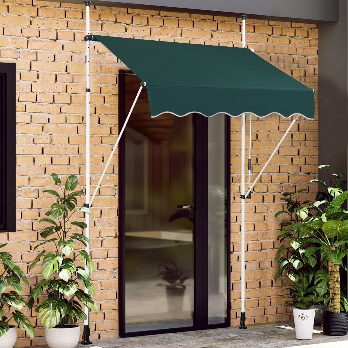 LIVSK Uitschuifbare Markies - UV-bestendig Polyester - Verstelbare Hoogte 200-300 cm - Aluminium Frame - Eenvoudige Montage -