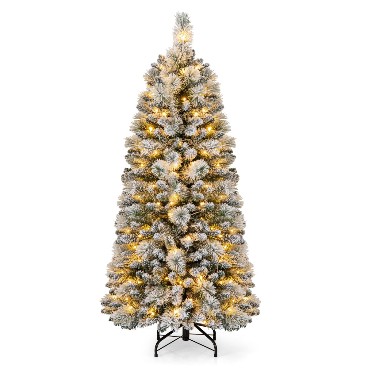 LIVSK Kunstkerstboom 150 cm - 130 Warmwitte LED-lampjes - Realistische Dennennaalden - Vuurbestendig - Eenvoudige Montage - Wit