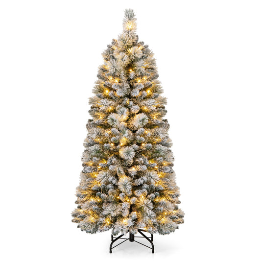 LIVSK Kunstkerstboom 150 cm - 130 Warmwitte LED-lampjes - Realistische Dennennaalden - Vuurbestendig - Eenvoudige Montage - Wit