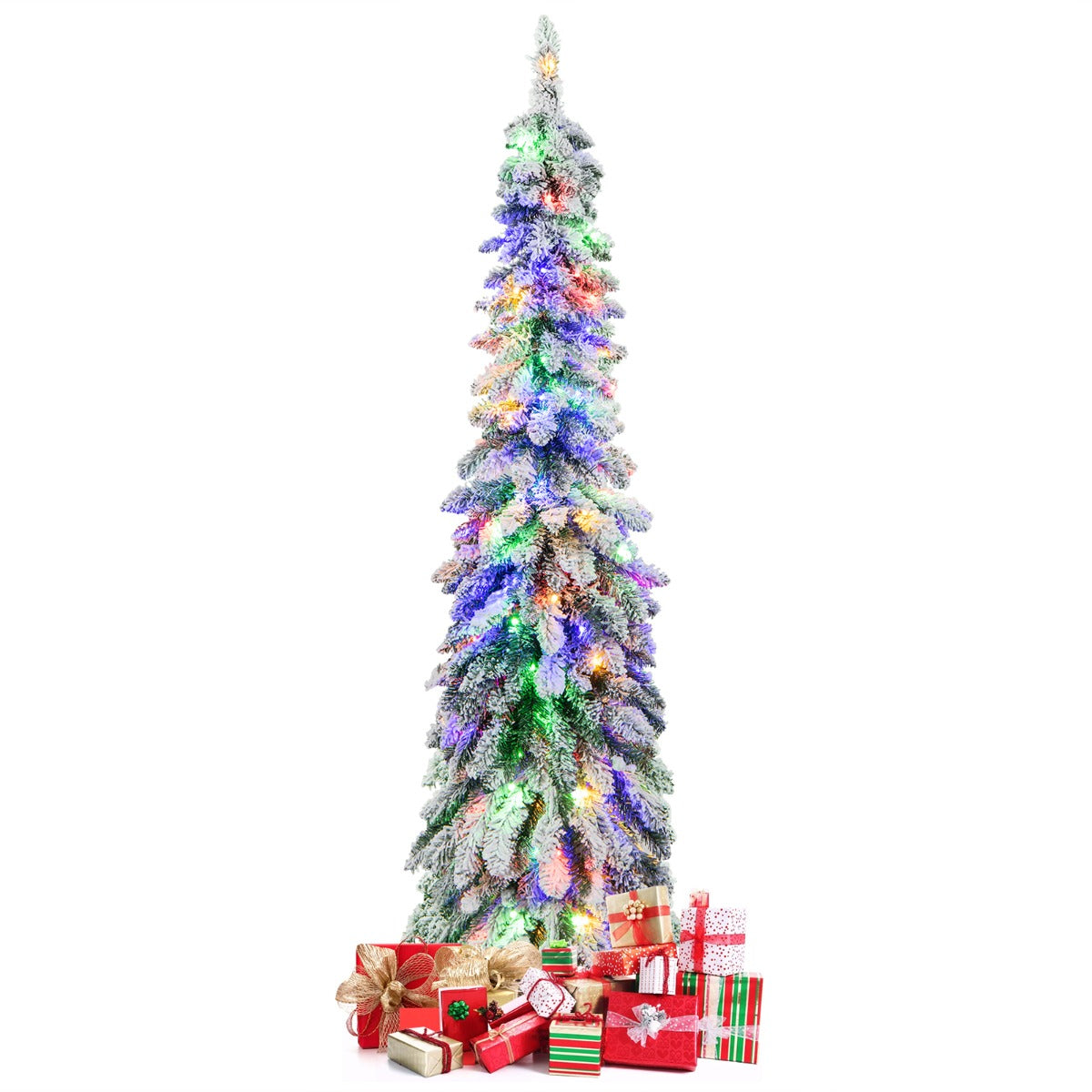 LIVSK Kunstkerstboom 150 cm - 334 Sneeuwtakken - 150 LED-lampjes - 11 Lichtmodi - Timer - Groen/Wit