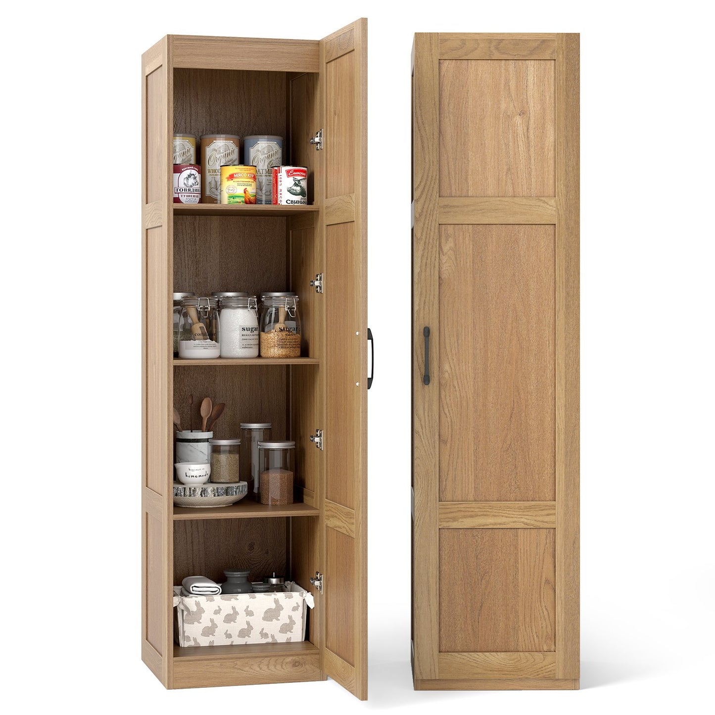 LIVSK Vrijstaande Opbergkast - 4 Laagse Planken - Kantelbeveiliging - Antislip Voetkussens - Compact 40 x 37,5 x 150 cm -