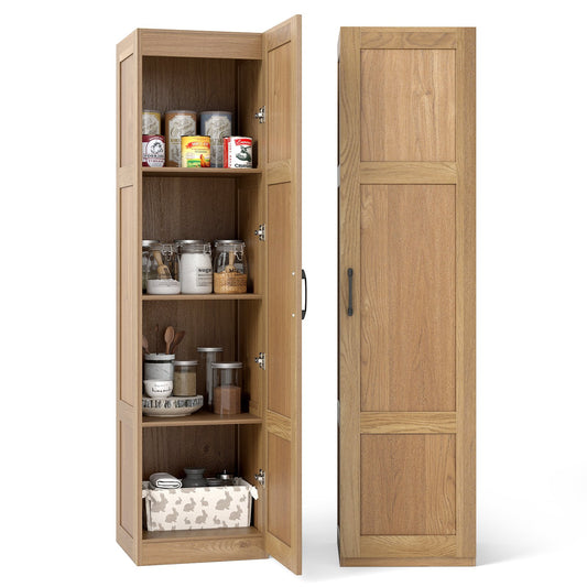 LIVSK Vrijstaande Opbergkast - 4 Laagse Planken - Kantelbeveiliging - Antislip Voetkussens - Compact 40 x 37,5 x 150 cm -