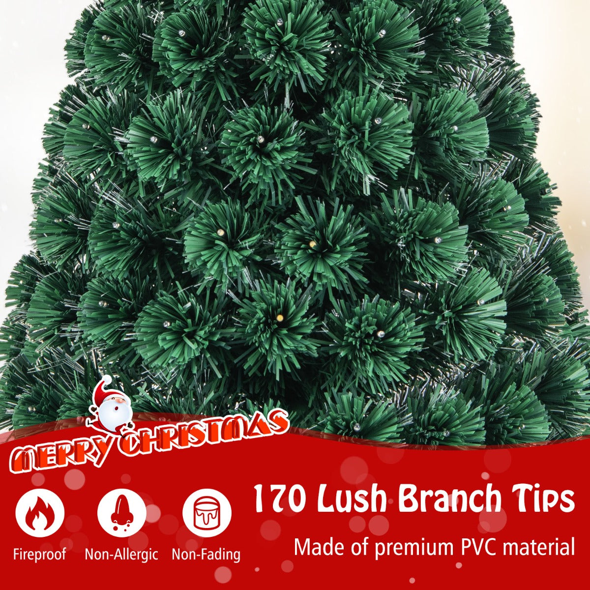 LIVSK 150 cm Kunstmatige Kerstboom - 170 Takuiteinden - 170 LED-Lampjes - 8 Verlichtingsstanden - Brandveilig - Groen