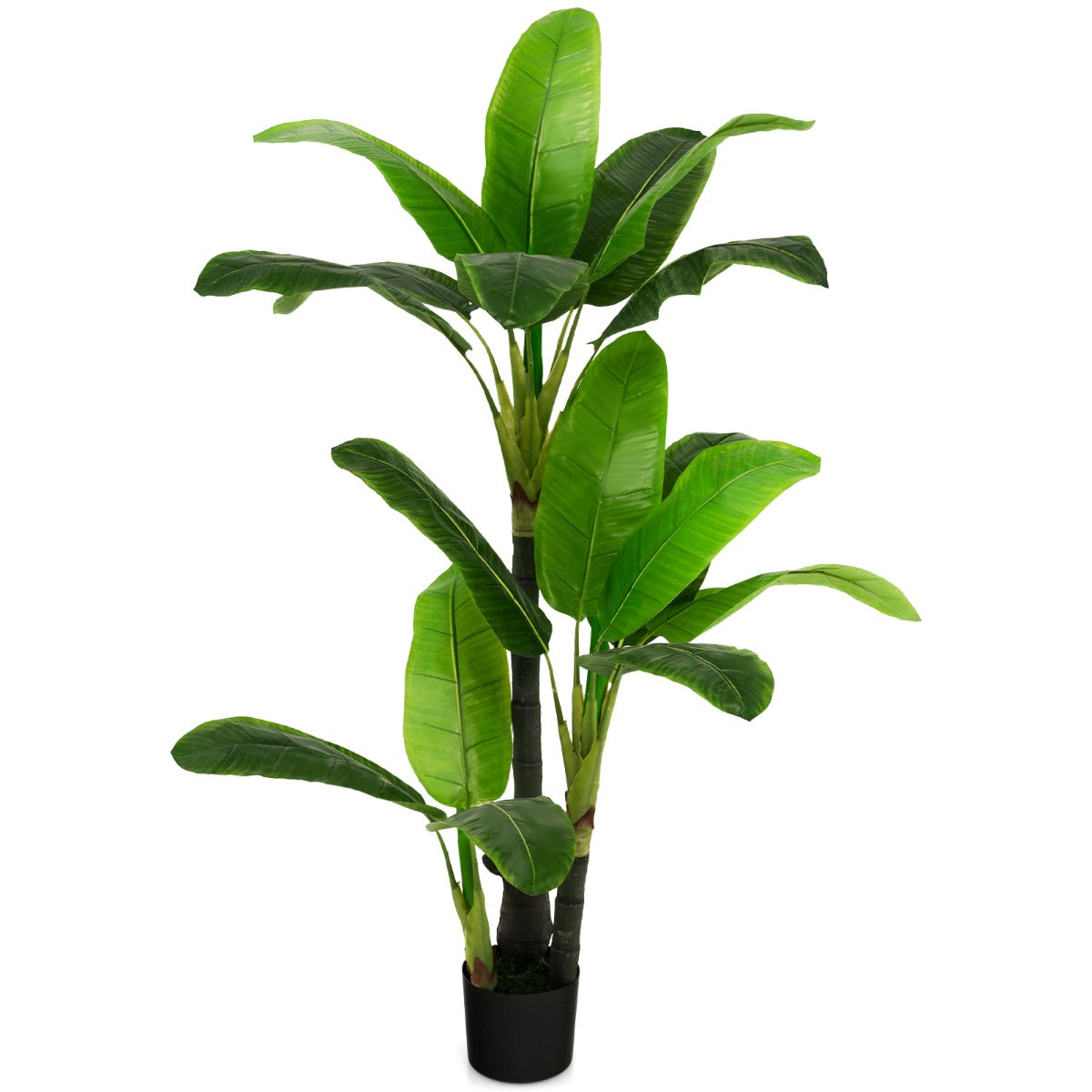 LIVSK Kunstmatige Bananenboom - 18 Realistische Bladeren - Duurzaam PEVA - Stevige Cementpot - Onderhoudsvrij - 150 cm - Groen