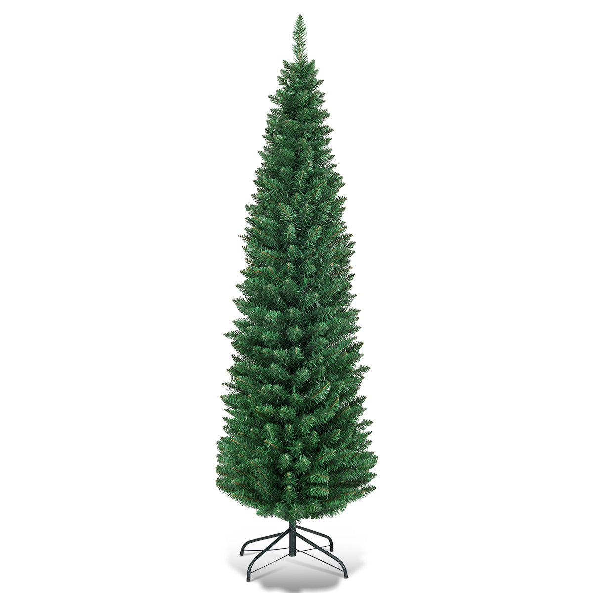 LIVSK Kunstmatige Kerstboom - Slank Potloodontwerp - 220 Takken - Eenvoudige Montage - Stevig IJzeren Voetstuk - Groen