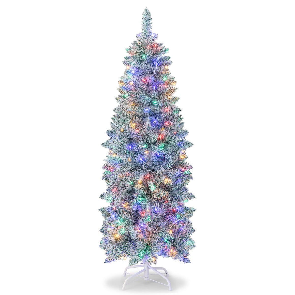 LIVSK Verlichte Kunstkerstboom - 343 Takuiteinden - 190 Kleurrijke LED-lampjes - Duurzaam PVC en PET - Metalen Voet - Groen + Wit