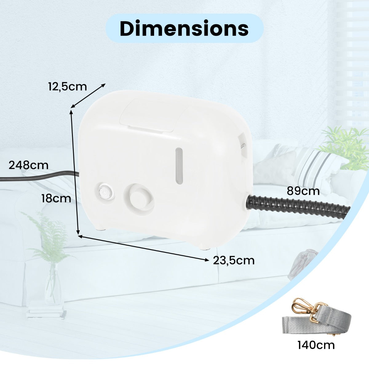 LIVSK Draagbare Stoomreiniger 1500W - 3 Bar Stoomdruk - 1L Watertank - Instelbare Stoom - Inclusief Accessoires - Wit