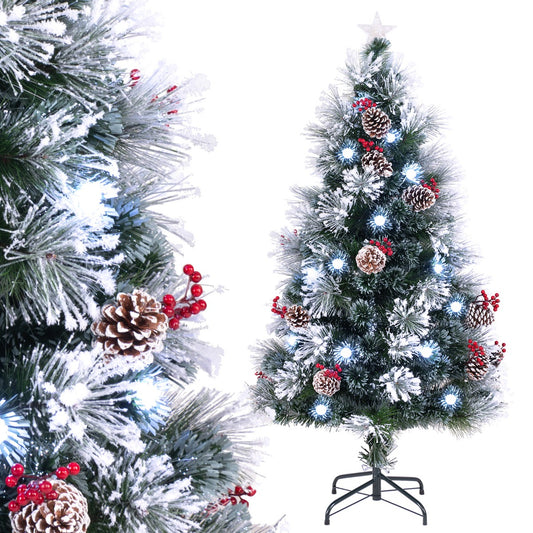 LIVSK Kunstkerstboom 150 cm - LED-verlichting met 8 standen - PVC - Opvouwbare Standaard - Sprankelende Takuiteinden - Groen en