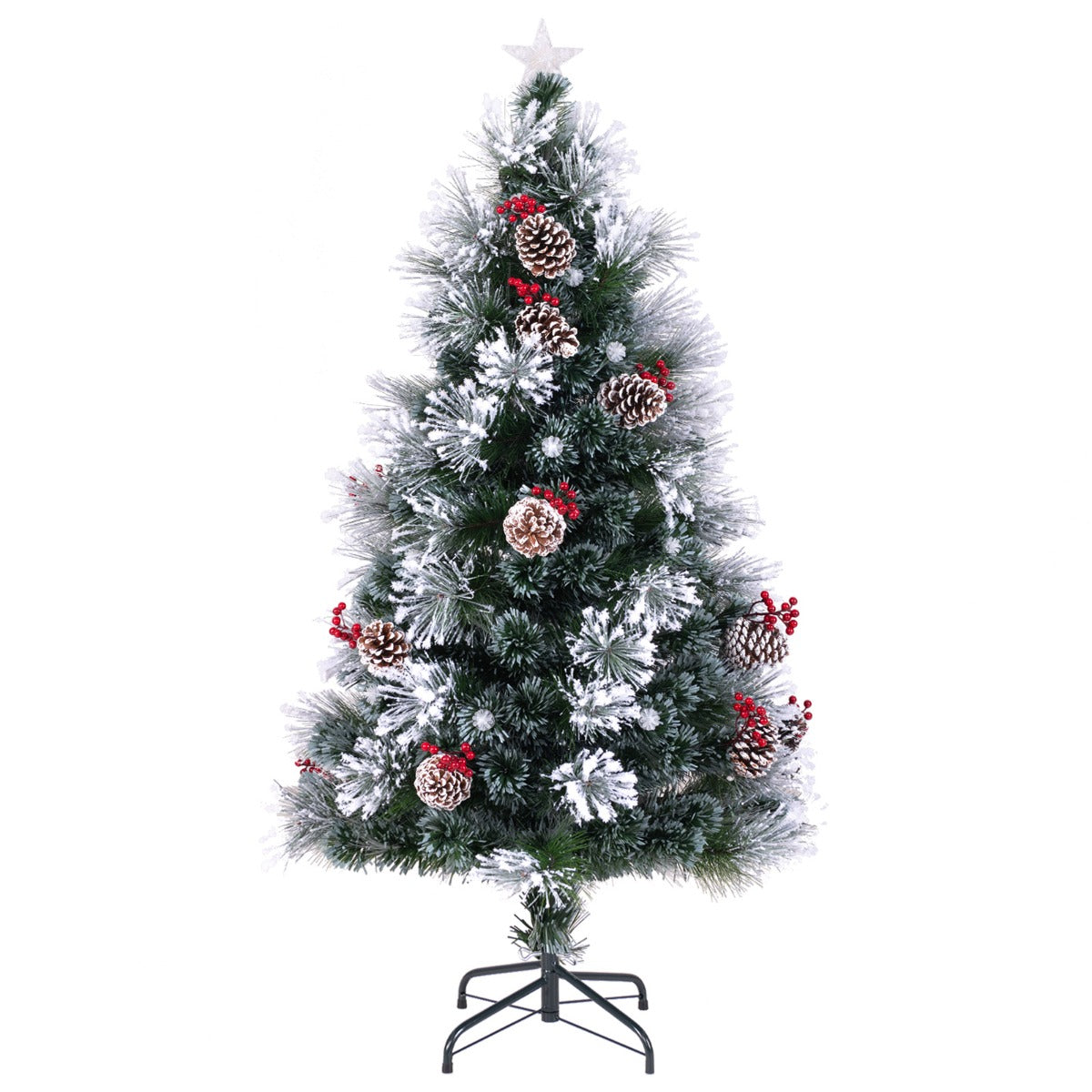 LIVSK Kunstkerstboom 150 cm - LED-verlichting met 8 standen - PVC - Opvouwbare Standaard - Sprankelende Takuiteinden - Groen en