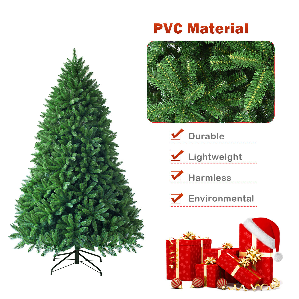 LIVSK Kunstkerstboom - Realistische PVC-takken - Stabiele Metalen Standaard - Eenvoudig Opvouwbaar - 80 x 150 cm - Groen