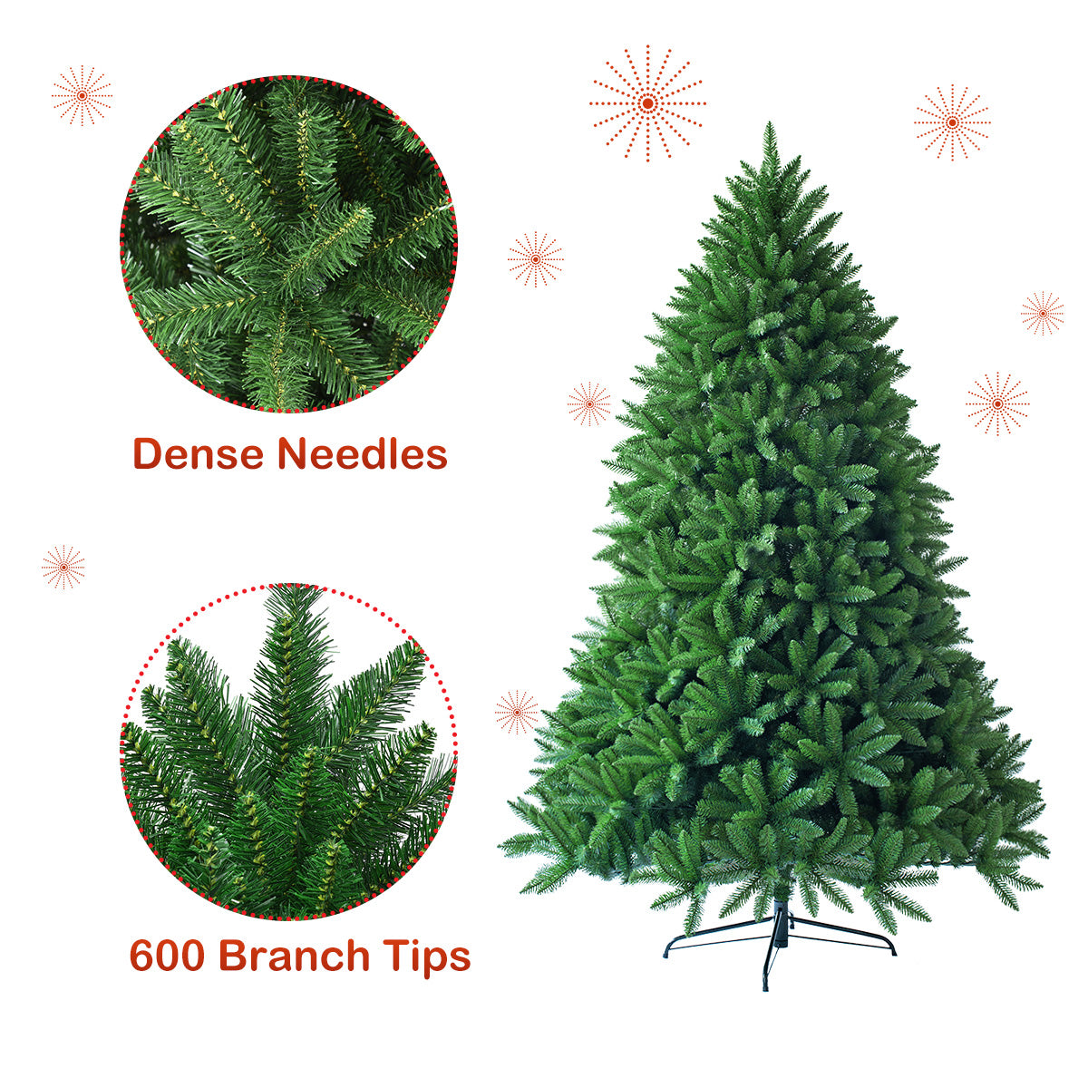 LIVSK Kunstkerstboom - Realistische PVC-takken - Stabiele Metalen Standaard - Eenvoudig Opvouwbaar - 80 x 150 cm - Groen