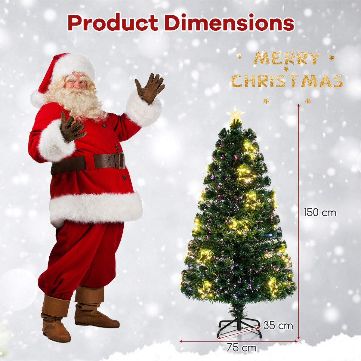 LIVSK Voorverlichte Kunstkerstboom - Verstelbare Sterlampjes - Brandvertragend PVC - Stabiele Metalen Basis - 150/180 cm - Groen