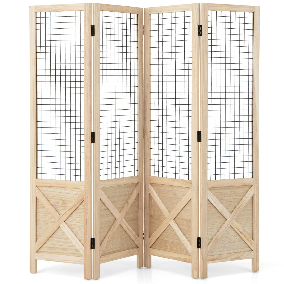 LIVSK Roosterwandpanelen - Praktische Scheiding en Decoratie - Hoogwaardig Paulownia-hout - Inklapbaar en Draagbaar - Naturel
