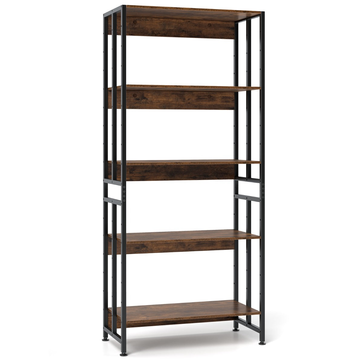 LIVSK Industriële Boekenkast 157 cm - 5 Verstelbare Planken - Stevig Metalen Frame - Kantelbeveiliging - Tot 100 kg - Zwart