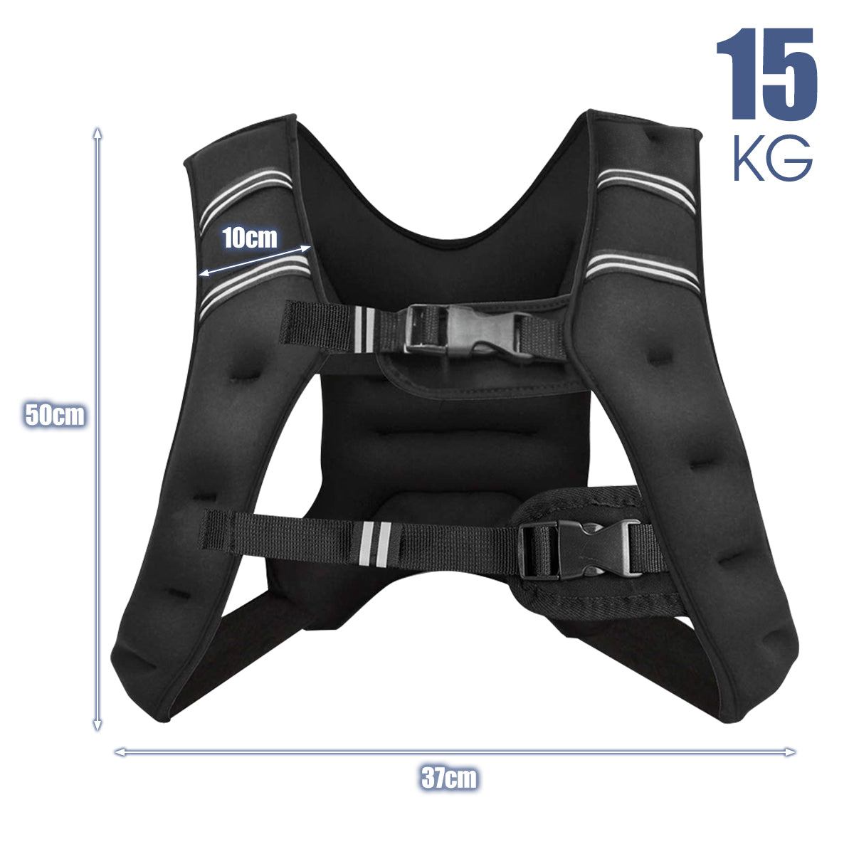 Livsk costway 15kg gewichtsvest trainingsvest met reflecterende strips en verstelbare riem fitnessvest 1 1