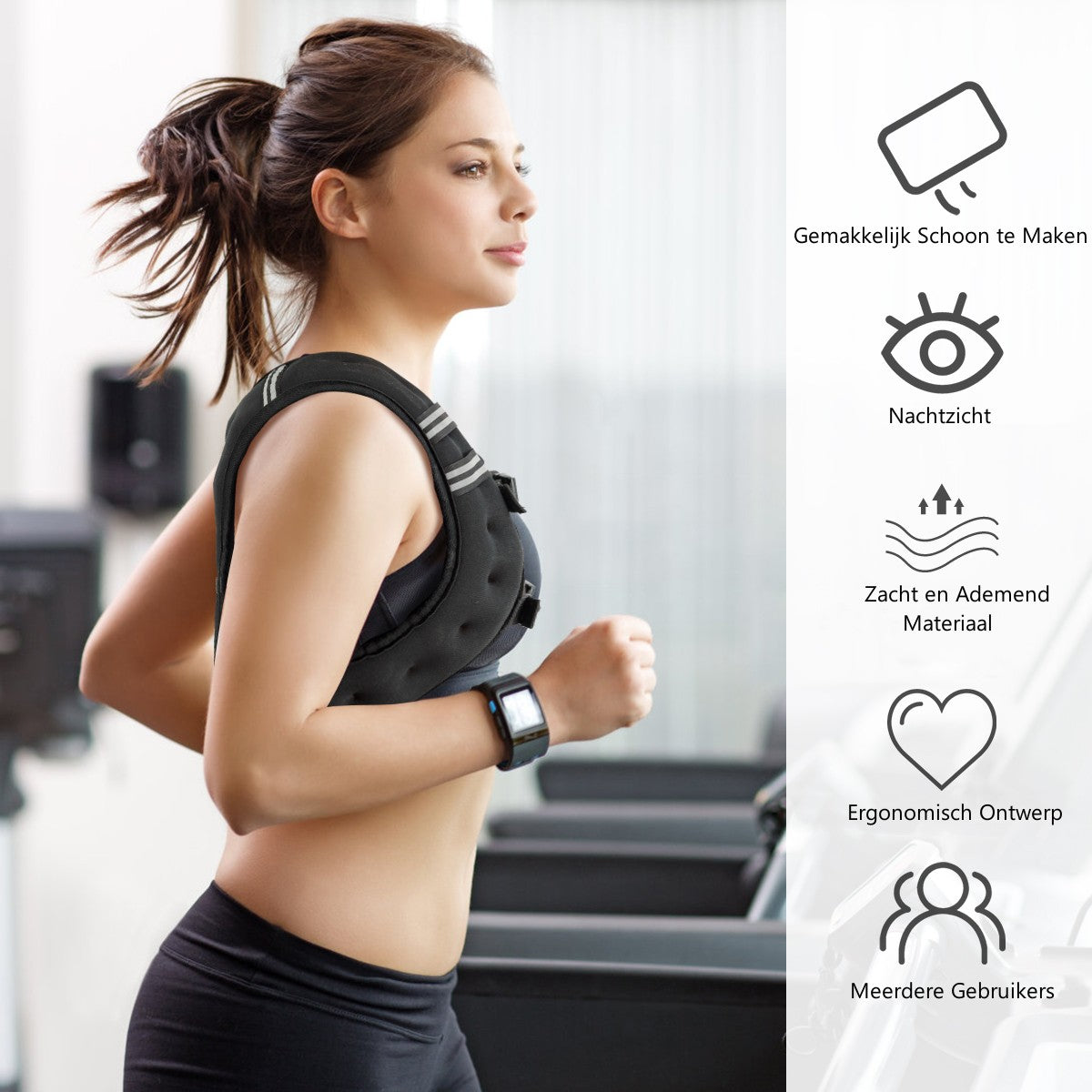Livsk costway 15kg gewichtsvest trainingsvest met reflecterende strips en verstelbare riem fitnessvest 2
