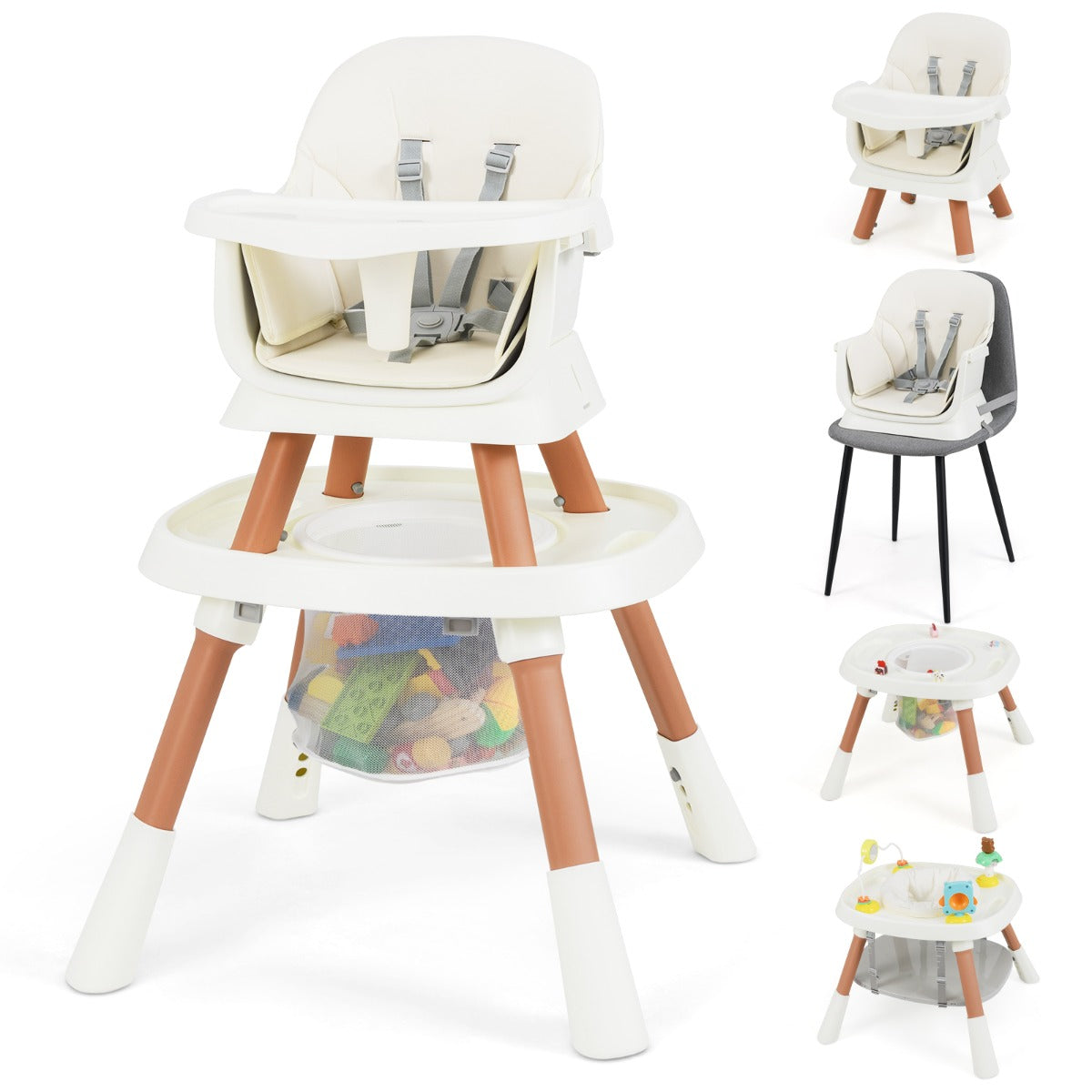 LIVSK 16 - in - 1 Multifunctionele Babyhoogstoel - Verstelbare Hoogte - Afneembare Tray - 5 - Punts Gordel - Veilig en
